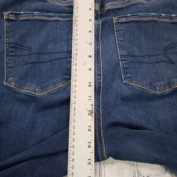 American Eagle WOMENS 14 LONG Curvy Hi Rise Jegging Blue Next Level Stretch - Picture 10 of 14